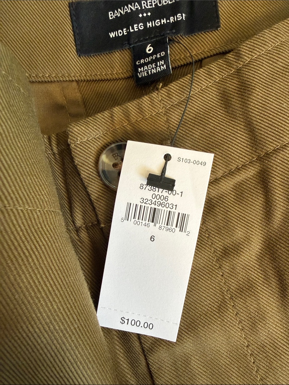 Banana Republic Women's Olive Army Green Wide-Leg High-Rise Cropped Pants NWT 6 - Picture 5 of 6